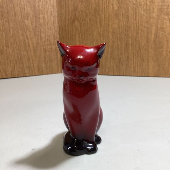 Vintage Royal Doulton Flambe Seated Cat Figurine 5 Inches Tall Made In England - Picture 2 of 5